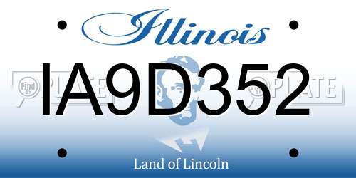 IA9D352 Illinois License Plate