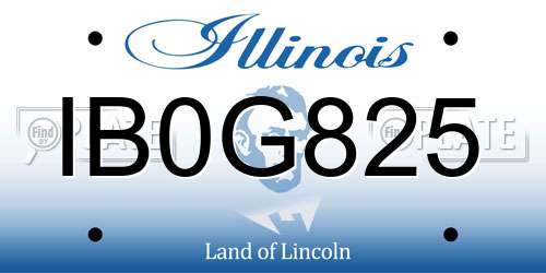 IB0G825 Illinois License Plate