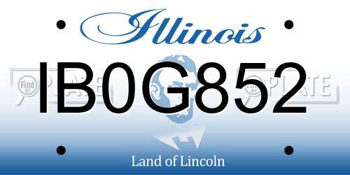 IB0G852 Illinois License Plate