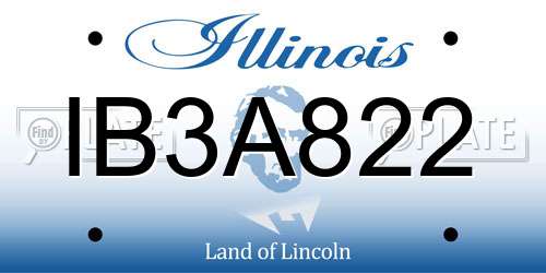 IB3A822 Illinois License Plate