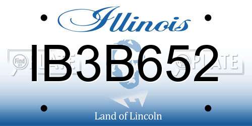 IB3B652 Illinois License Plate