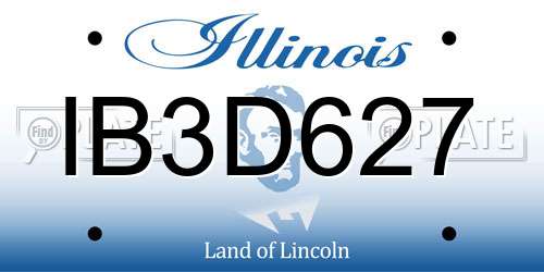 IB3D627 Illinois License Plate