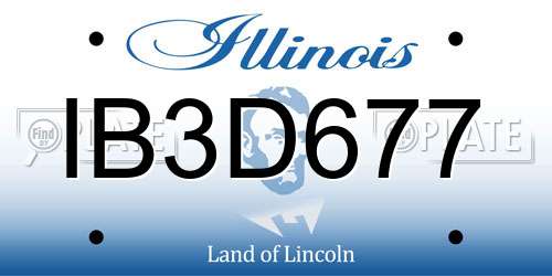 IB3D677 Illinois License Plate