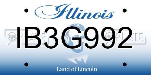 IB3G992 Illinois License Plate
