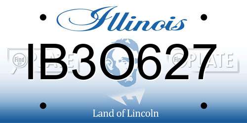 IB3O627 Illinois License Plate