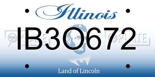 IB3O672 Illinois License Plate