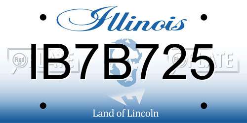 IB7B725 Illinois License Plate