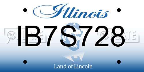 IB7S728 Illinois License Plate