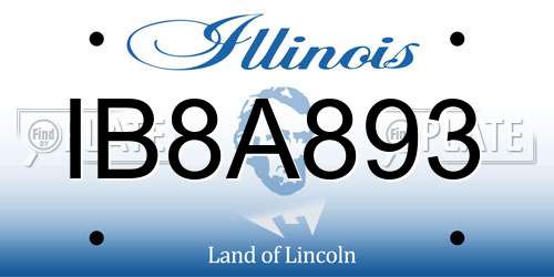 IB8A893 Illinois License Plate