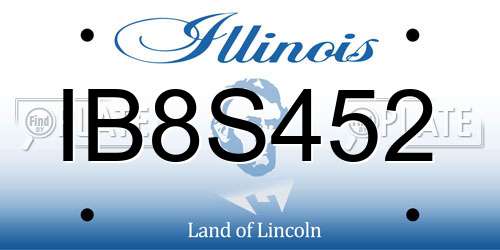 IB8S452 Illinois License Plate