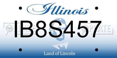IB8S457 Illinois License Plate