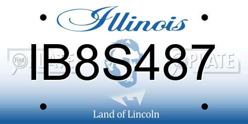 IB8S487 Illinois License Plate