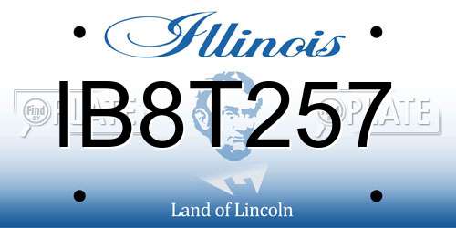 IB8T257 Illinois License Plate