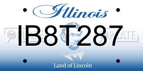 IB8T287 Illinois License Plate