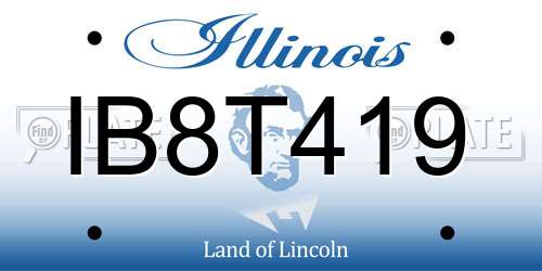 IB8T419 Illinois License Plate