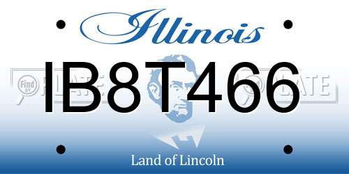 IB8T466 Illinois License Plate