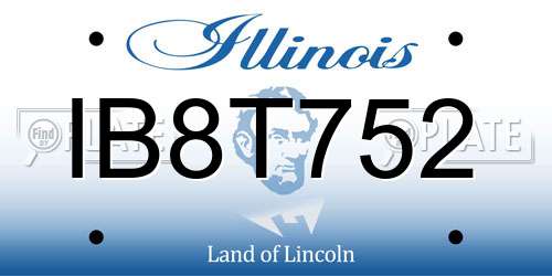 IB8T752 Illinois License Plate