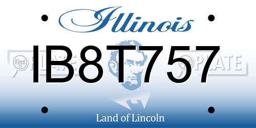 IB8T757 Illinois License Plate