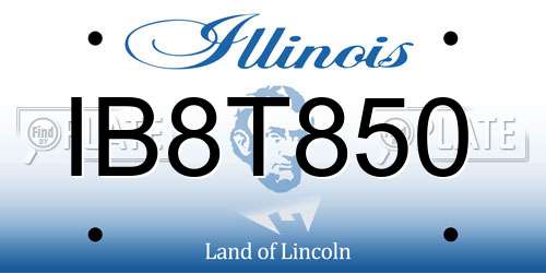 IB8T850 Illinois License Plate