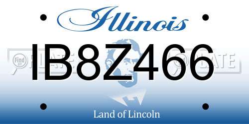 IB8Z466 Illinois License Plate