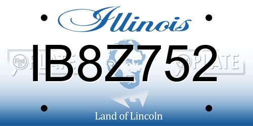 IB8Z752 Illinois License Plate