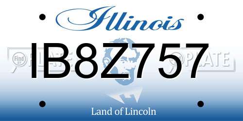 IB8Z757 Illinois License Plate