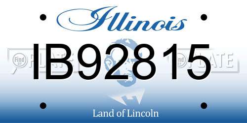 IB92815 Illinois License Plate