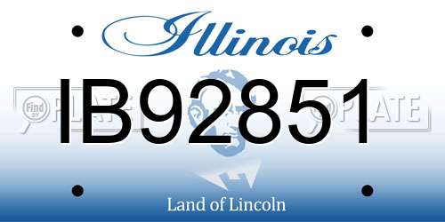 IB92851 Illinois License Plate