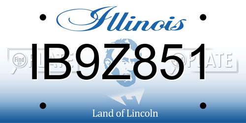 IB9Z851 Illinois License Plate