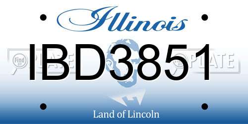 IBD3851 Illinois License Plate
