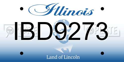 IBD9273 Illinois License Plate