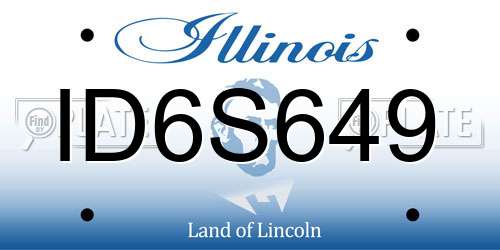 ID6S649 Illinois License Plate