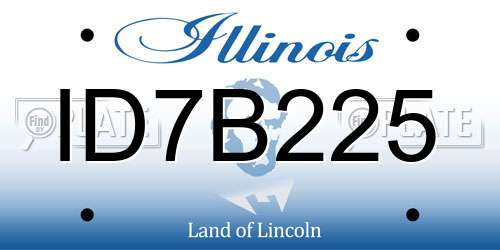 ID7B225 Illinois License Plate