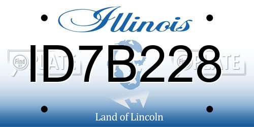 ID7B228 Illinois License Plate