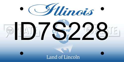 ID7S228 Illinois License Plate