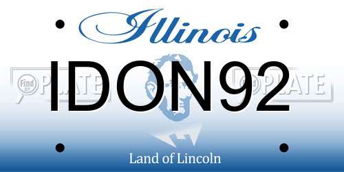 IDON92 Illinois License Plate