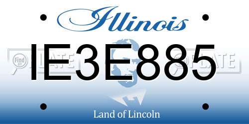 IE3E885 Illinois License Plate