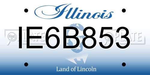 IE6B853 Illinois License Plate