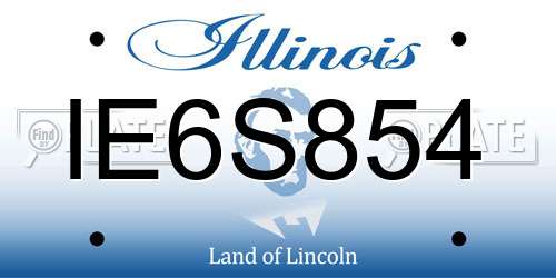 IE6S854 Illinois License Plate