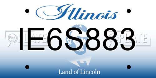 IE6S883 Illinois License Plate