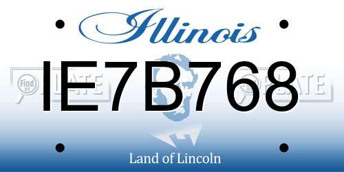 IE7B768 Illinois License Plate