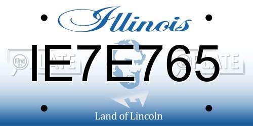 IE7E765 Illinois License Plate