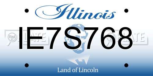 IE7S768 Illinois License Plate