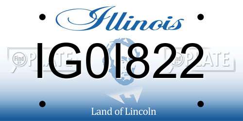 IG0I822 Illinois License Plate