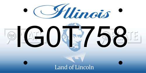 IG0T758 Illinois License Plate