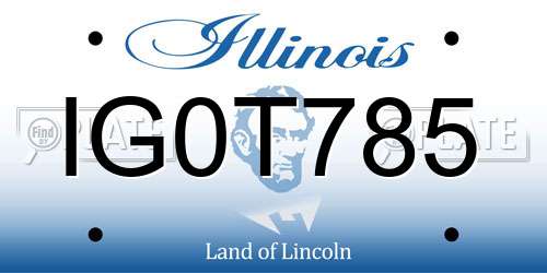 IG0T785 Illinois License Plate