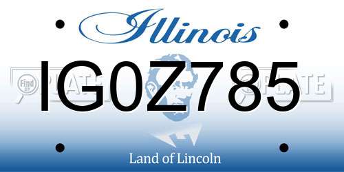 IG0Z785 Illinois License Plate