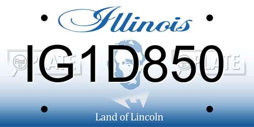 IG1D850 Illinois License Plate