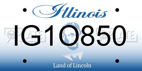 IG1O850 Illinois License Plate