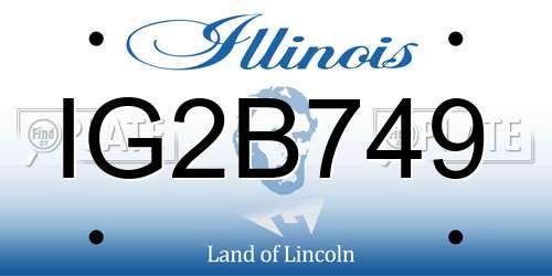 IG2B749 Illinois License Plate